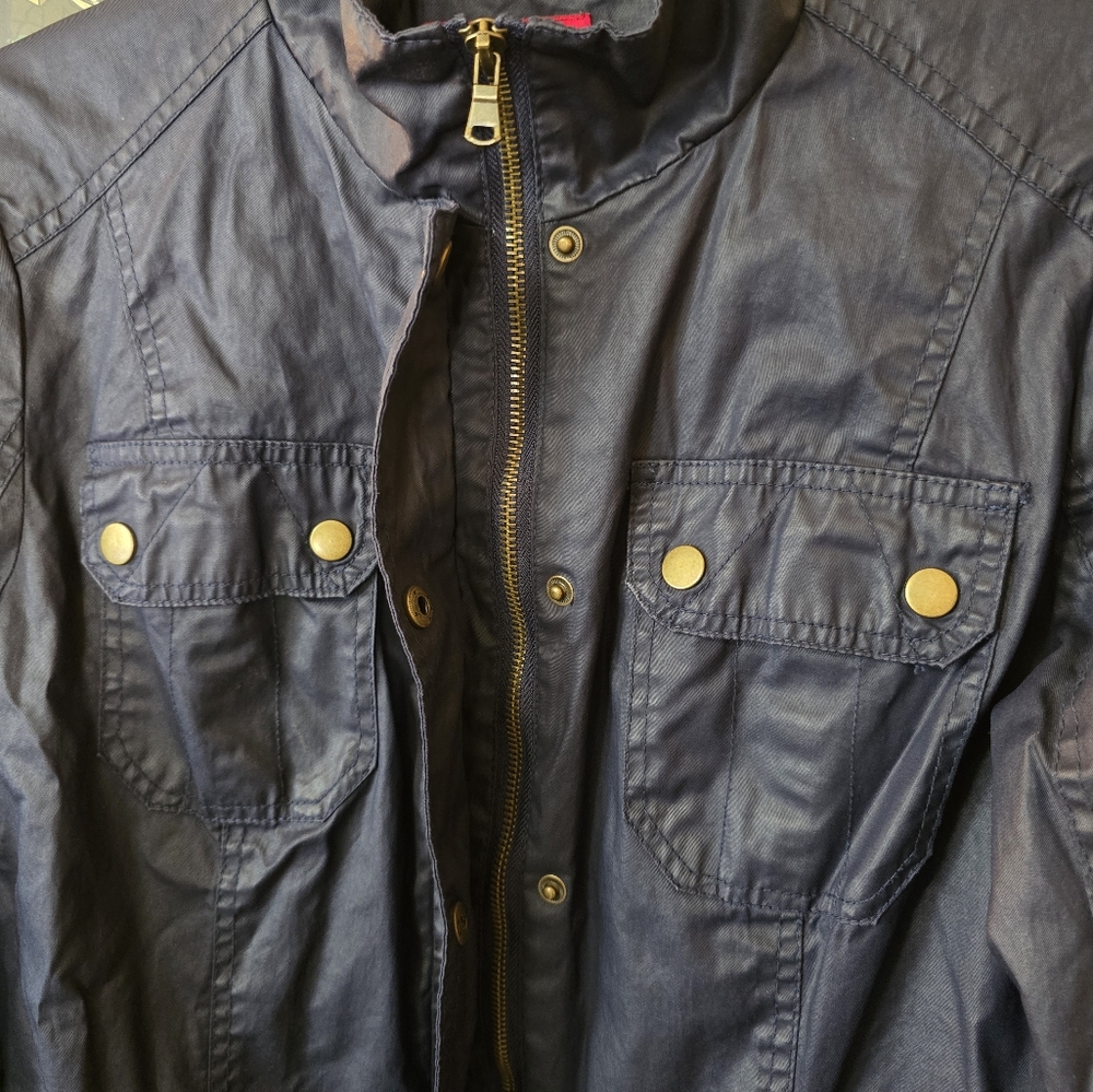 Merona Jacket Size Large Navy Blue Button Up With Zipper Closure - Picture 8 of 12